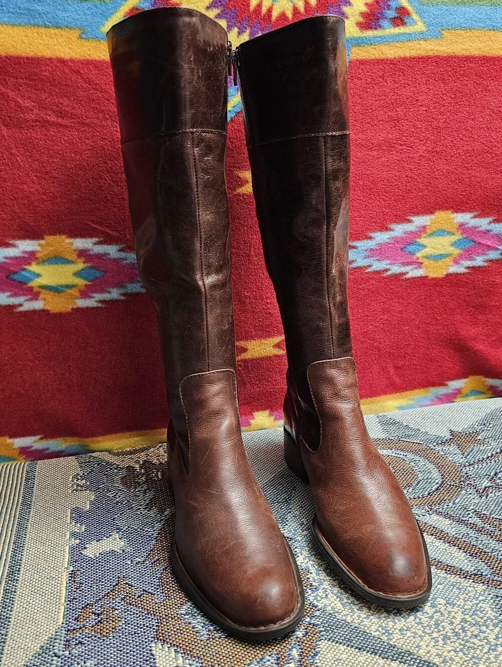 Born Knee High Boots Leather Riding Womens Size 7 / EU 38 Brown Side Zip - Picture 6 of 12
